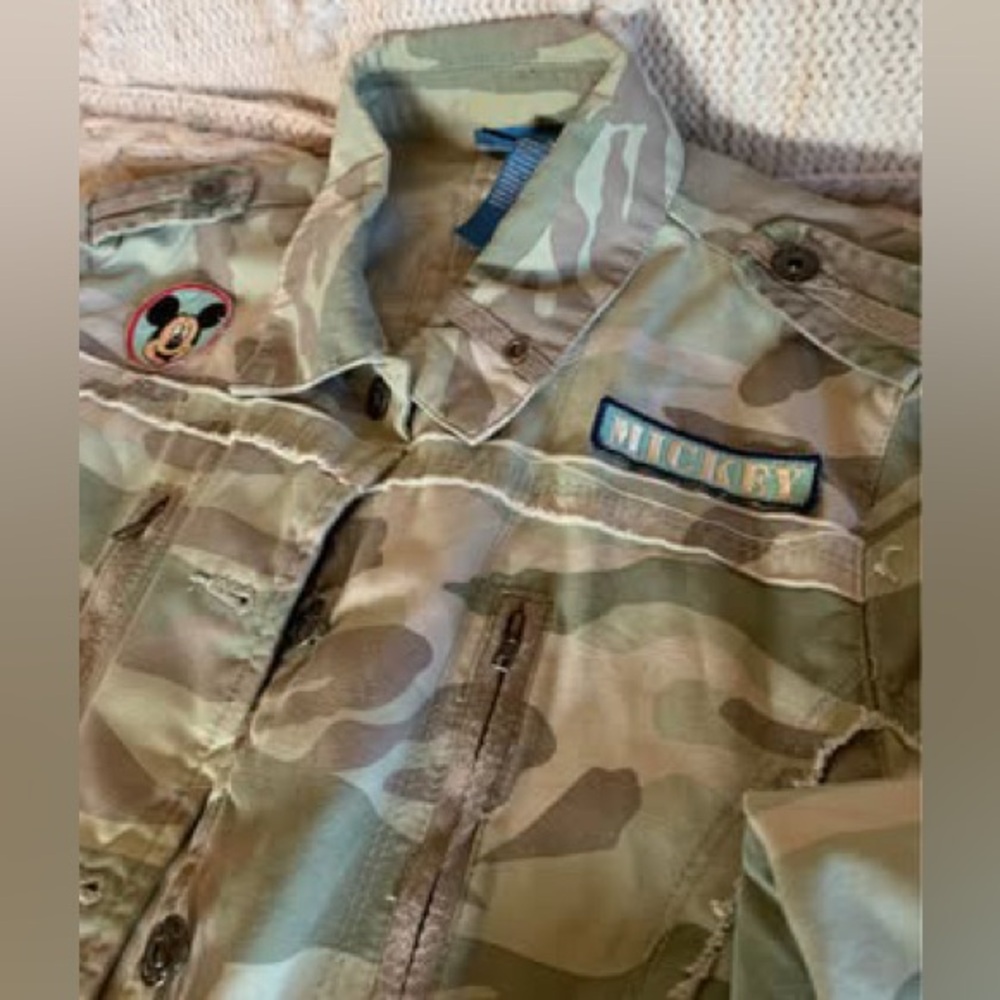 Disney Mickey Mouse camo shirt with patches